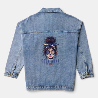 Cool Aunt Votes Vintage Messy Hair Lady Election Denim Jacket