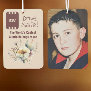 Cool Auntie add photo drive safe floral burgundy Car Air Freshener
