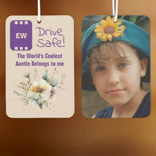 Cool Auntie add photo drive safe floral purple Car Air Freshener