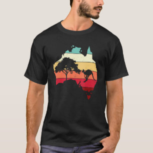 Cool Australia Map Kangaroo Rainbow Australian Aus T-Shirt