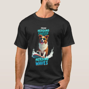 Cool Australian Shepherd Surfing Dog T-Shirt