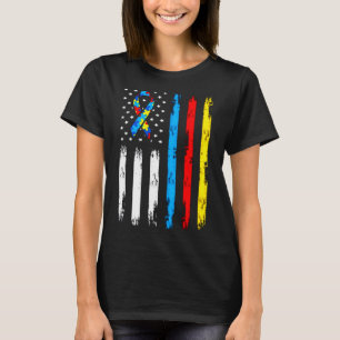 Cool Autism American Flag Awareness T-Shirt