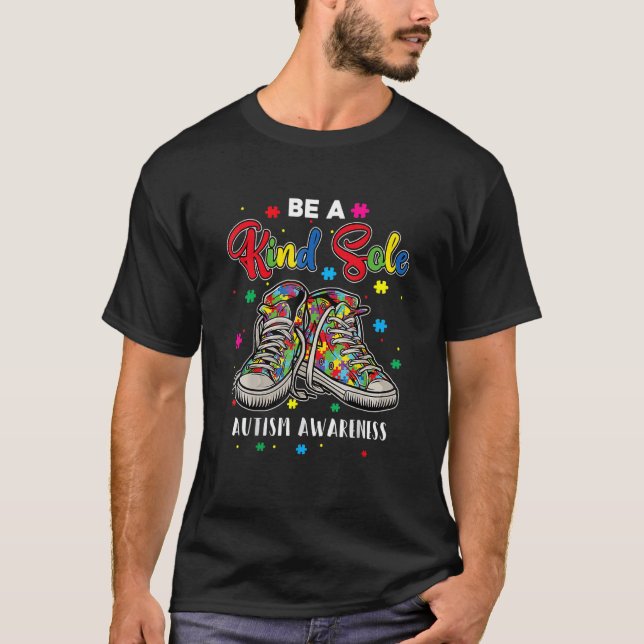 Cool Autism Awareness Be A Kind Sole Rainbow Sneak T-Shirt (Front)