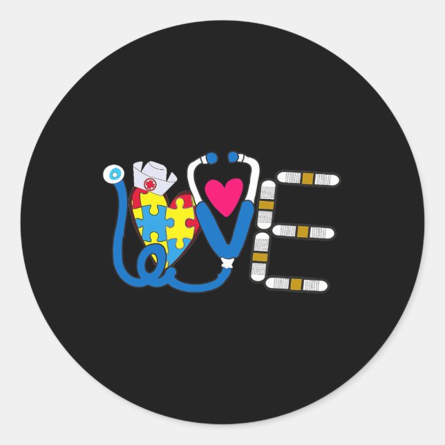 Cool Autism Awareness Day Design  Classic Round Sticker (Front)
