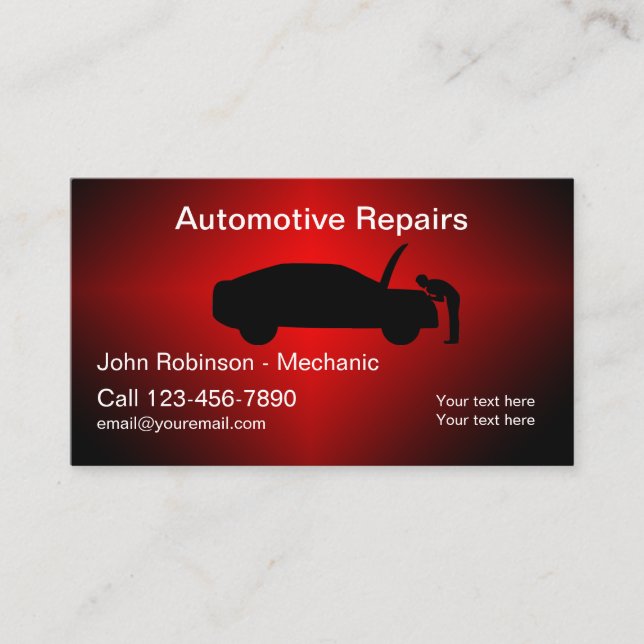 Cool Auto Repair Mechanic Business Cards (Front)