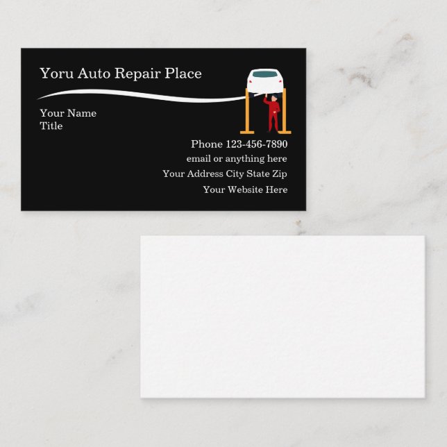 Cool Auto Repair Service Modern Business Card (Front/Back)