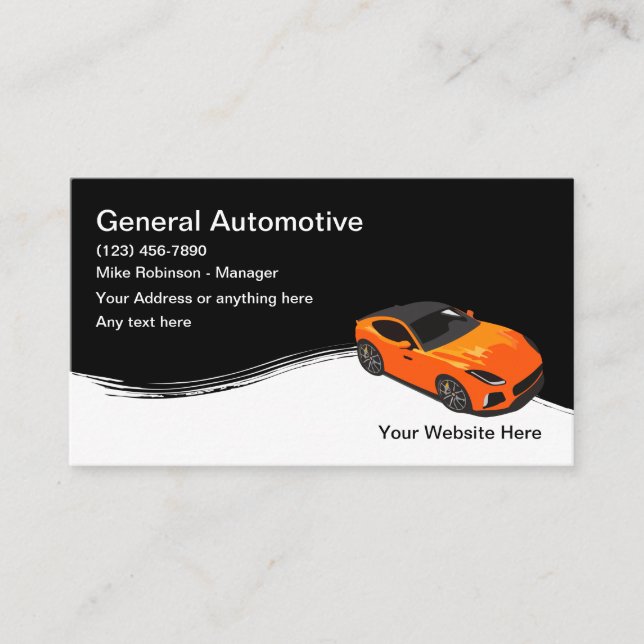 Cool Automotive Business Card Design Template (Front)