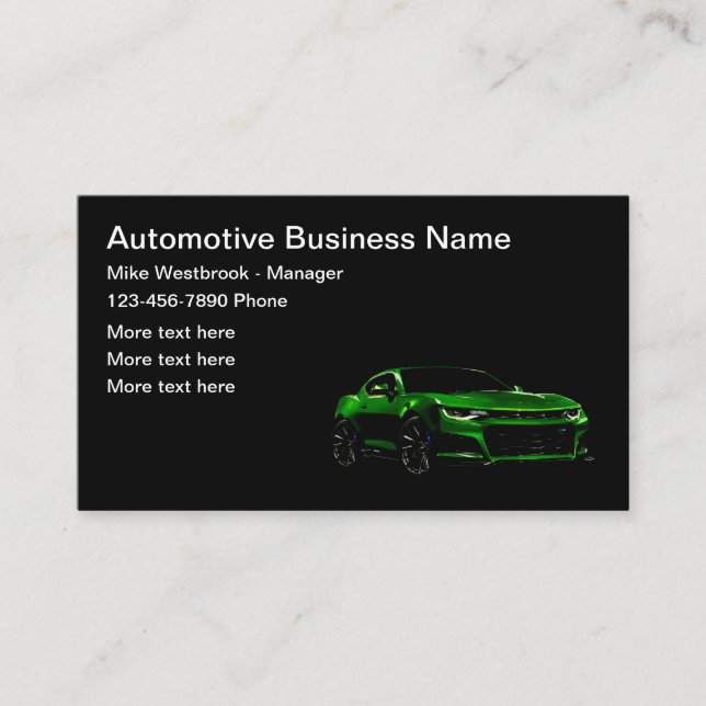 Cool Automotive Theme Business Cards (Front)