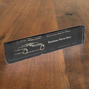 Cool Automotive Theme Silver Tone Car Nameplate