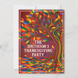 Cool Autumn Tree Thanksgiving Family Meetup Party Invitation