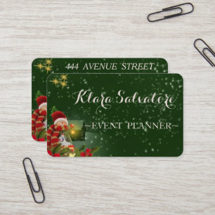 Cool Awesome Christmas Green Starry Sky Business Card
