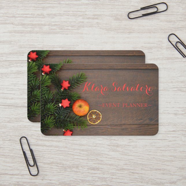 Cool Awesome Christmas Green Wreath  Business Card (Front/Back In Situ)