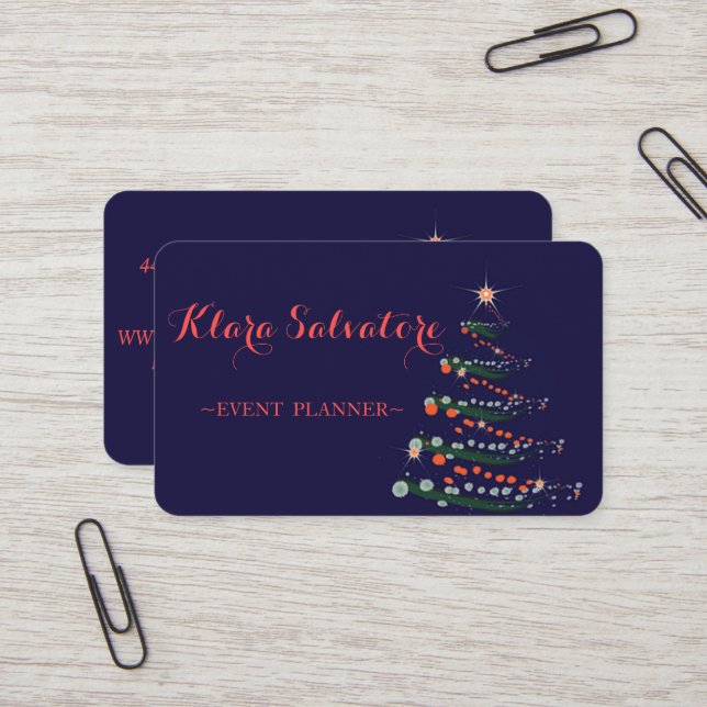 Cool Awesome Christmas Lighting Tree Business Card (Front/Back In Situ)