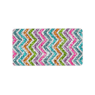 Cool awesome trendy bright colours chevron zigzag label