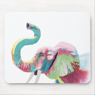 Cool awesome trendy colorful vibrant elephant mouse mat