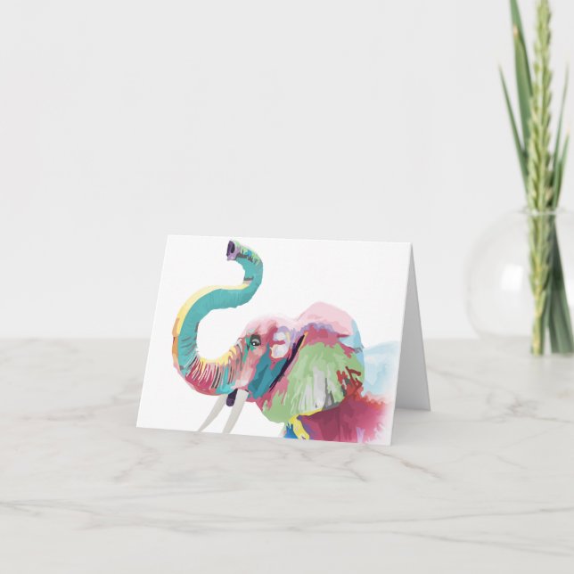 Cool awesome trendy colourful vibrant elephant card (Front)