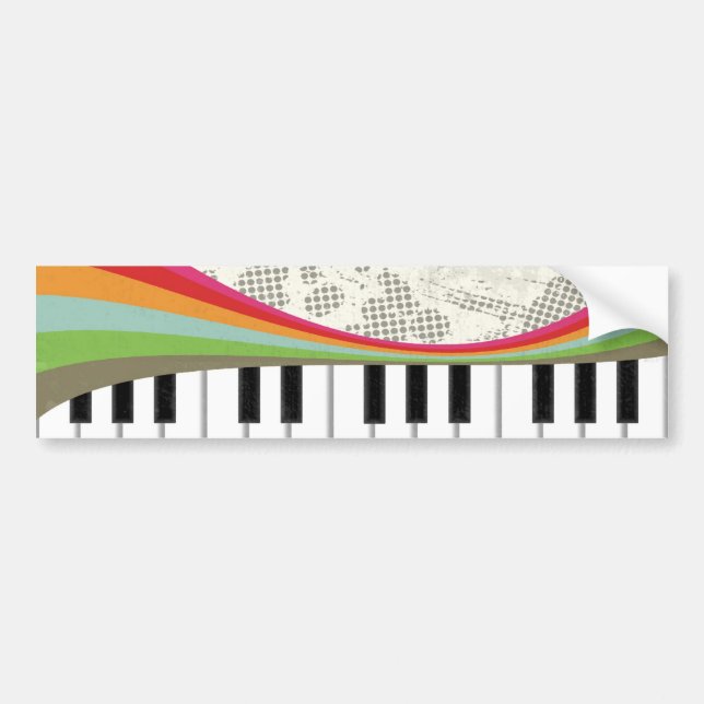 Cool awesome trendy piano retro colours stripes bumper sticker (Front)