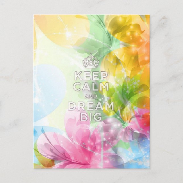 Cool awesome trendy quote "Keep Calm and Dream Big Postcard (Front)