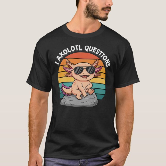 Cool Axolotl Retro Sunset Rings T-Shirt (Front)