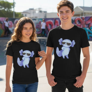 Cool Axolotl Sunglasses Youth Kids T-Shirt Tri-Blend Shirt