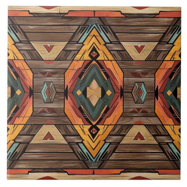 Cool Aztec faux wood  Tile (Front)