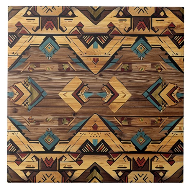Cool Aztec faux wood  Tile (Front)