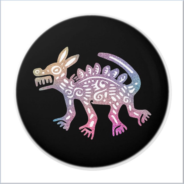 Cool Aztec Inspired Multicolor Dog Ceramic Knob (Creator Uploaded)