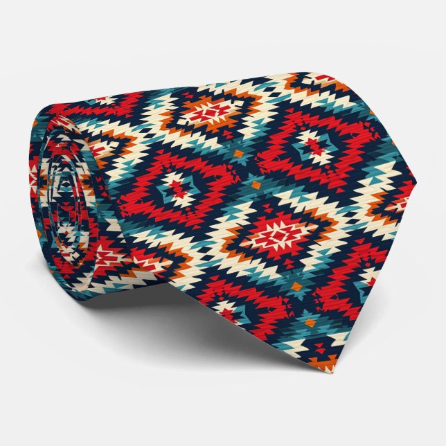 Cool Aztec pattern tiled  Tie (Rolled)