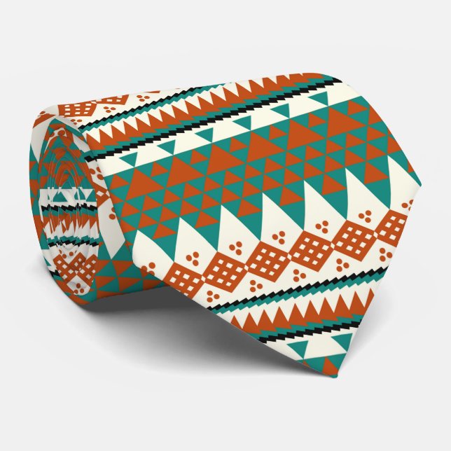 cool aztec tiled pattern neck tie (Rolled)