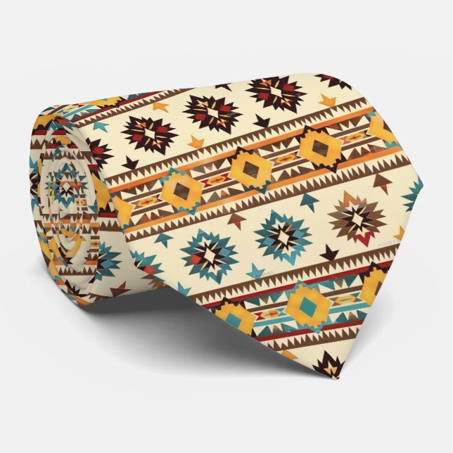 Cool Aztec Western tiled pattern  Tie (Rolled)