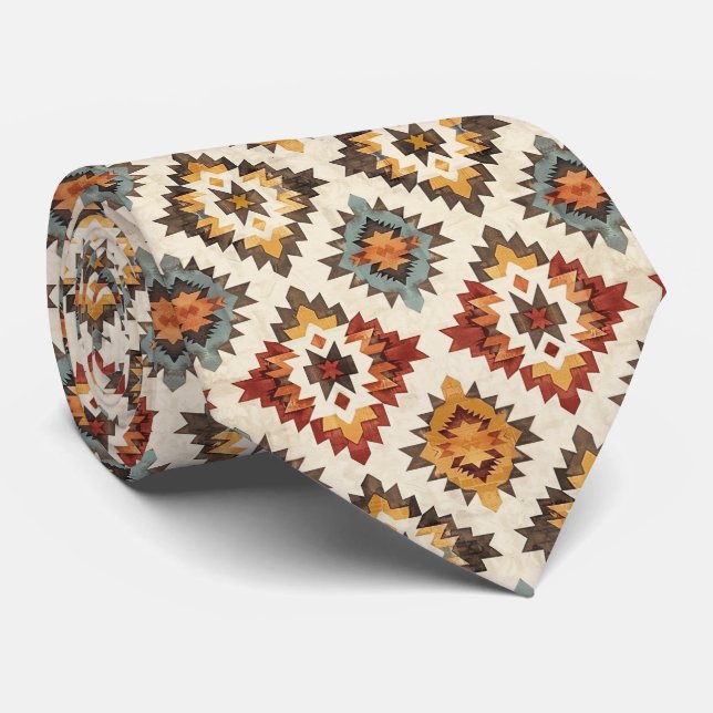 Cool Aztec Western tiled pattern  Tie (Rolled)