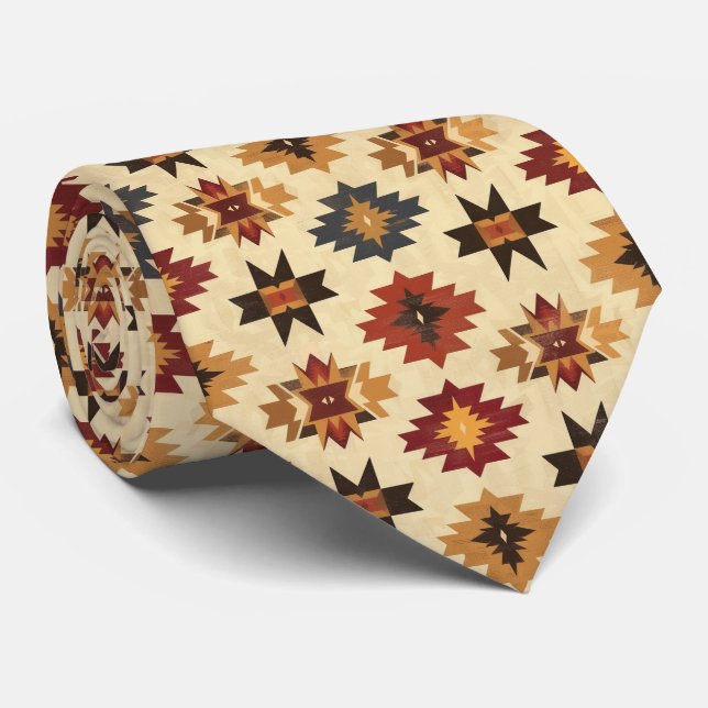 Cool Aztec Western tiled pattern  Tie (Rolled)