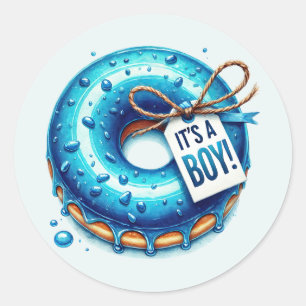 Cool baby boy shower sweet classic round sticker
