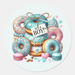 Cool baby boy shower sweet classic round sticker