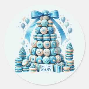 Cool baby boy shower sweet classic round sticker