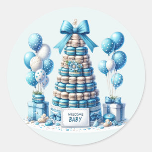 Cool baby boy shower sweet  classic round sticker