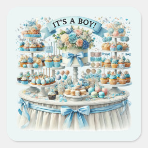 Cool baby boy shower sweet square sticker