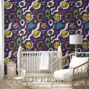Cool baby boy space alien tiled wallpaper