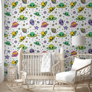 Cool baby boy space alien tiled wallpaper