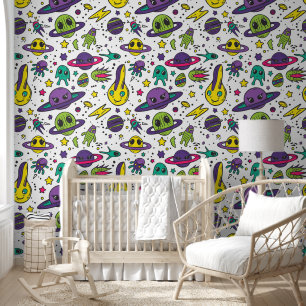 Cool baby boy space alien tiled wallpaper