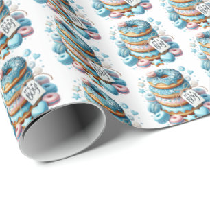 Cool baby boys doughnut baby shower tiled wrapping paper