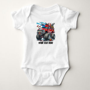 Cool baby boys Monster truck customisable Bodysuit