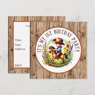 Cool baby cowboy Birthday party Invitation