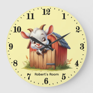 Cool baby goats unisex add name nursery large clock