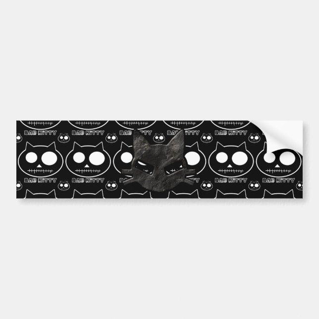 Cool Bad Kitty Skulls Gothic Bumper Sticker (Front)