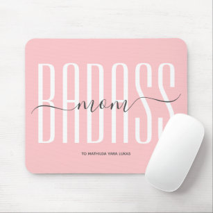 COOL BADASS MOM STRONG MOM SINGLE MOM SCRIPT RED MOUSE MAT