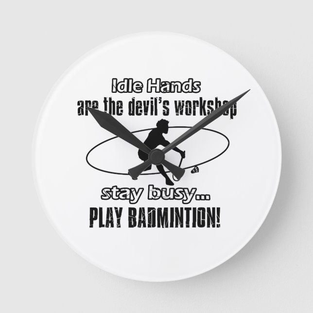 Cool badminton designs round clock (Front)