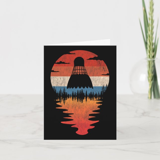 Cool Badminton Retro Vintage Sunset Style  Card (Front)