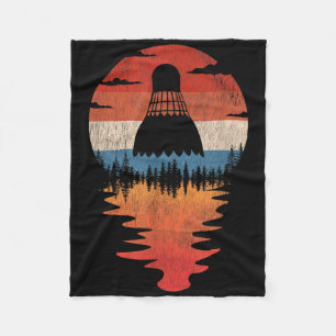 Cool Badminton Retro Vintage Sunset Style Fleece Blanket