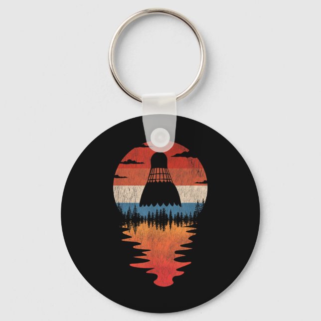 Cool Badminton Retro Vintage Sunset Style  Key Ring (Front)
